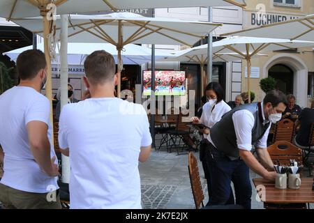 ©Pierre Teyssot/MAXPPP ; fans de l'UEFA EURO 2020 dans la ville avant le match de football Allemagne contre la France à Munich, Allemagne sur 15 juin 2021. © Pierre Teyssot / Maxppp Banque D'Images