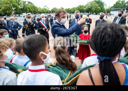 @ Pool/ Romain Gaillard/Maxppp, France, Suresnes, 2021/06/18 Emmanuel Macron, président de la République cérémonie du 81eme anniversaire de l'appel du 18 juin 1940 au mémorial de la France combattante, au Mont Valerien Paris, France, juin 18th 2021 cérémonie du 81st anniversaire de l'appel de Gaulle de 18 juin, 1940 au mémorial de la France combattant, au Mont Valerien. Emmanuel Macron Banque D'Images