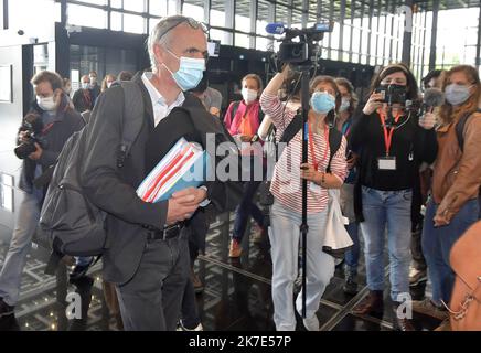 ©PHOTOPQR/Ouest FRANCE/Jérôme Fouquet ; NANTES ; 22/06/2021 ; Loire Atlantique. Ouverture du processus contre Troadec / Caouissin. Olivier Méchinaud, avocat d'Henri Caouissin - le procès du quadruple meurtre de la famille Troadec s'ouvre aux Assances de Nantes Banque D'Images