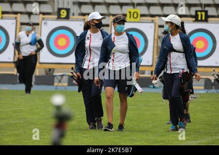 ©PHOTOPQR/LE COURRIER PICARD/HASLIN ; Chartres ; 22/06/2021 ; 22/06/21 coupe du monde de tir à l'Arc à Paris Stade Charlety Angeline COHENDET Lisa BARBELIN Audrey ADICEOM photo Fred HASLIN - Paris, France, juin 22nd Championnat du monde de tir à l'arc Banque D'Images