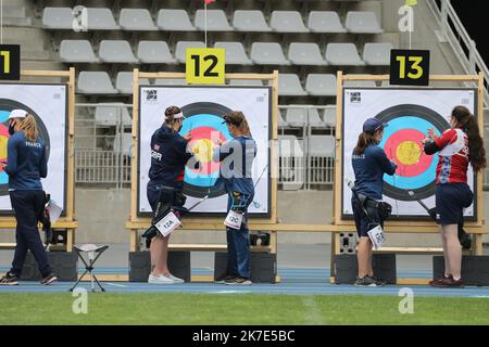 ©PHOTOPQR/LE COURRIER PICARD/HASLIN ; Chartres ; 22/06/2021 ; 22/06/21 coupe du monde de tir à l'Arc à Paris Stade Charlety photo Fred HASLIN - Paris, France, juin 22nd Championnat du monde de tir à l'arc Banque D'Images