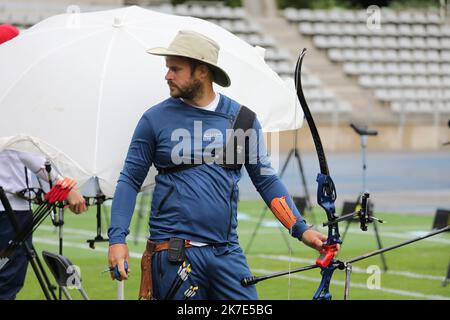 ©PHOTOPQR/LE COURRIER PICARD/HASLIN ; Chartres ; 22/06/2021 ; 22/06/21 coupe du monde de tir à l'Arc à Paris Stade Charlety Jean Charles VALLADONT photo Fred HASLIN - Paris, France, juin 22nd Championnat du monde de tir à l'arc Banque D'Images