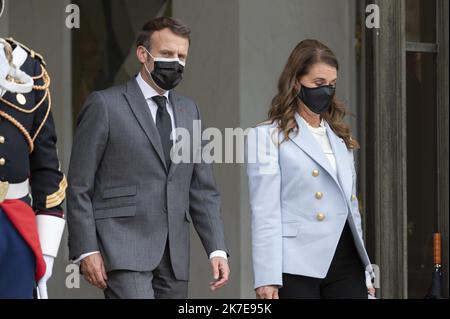 ©Julien Mattia / le Pictorium / MAXPPP - Julien Mattia / le Pictorium - 01/07/2021 - France / Ile-de-France / Paris - dans le cadre des bilaterales du Forum Generation Egalite, le Président Emmanuel Macron recevait Melinda Gates, la Presidente de la Fondation Bill et Melinda Gates, au Palais de l'Elysée, le 1er juillet 2021 / 01/07/2021 - France / Ile-de-France (région) / Paris - dans le cadre des bilaterals du Forum pour l'égalité des générations, le Président Emmanuel Macron a reçu Melinda Gates, Président de la Fondation Bill et Melinda Gates, à l'Elysée, le 1 juillet 2021 Banque D'Images