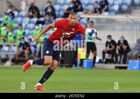 ©PHOTOPQR/VOIX DU NORD/Zack Ajili ; 25/07/2021 ; Almancil, le 25/07/2021, match le FC Porto et le LOSC au Estadio do Algarve. Photo DE la scène de pré-saison ZACK AJILI LA VOIX DU NORD - 25 juillet 2021. Football, match amical entre Lille (FRA) et Porto (por) à Estadio do Algarve, Almancil, Portugal. Banque D'Images