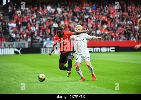 ©PHOTOPQR/LE TÉLÉGRAMME/Nicolas Creach ; ; ; 19/08/2021 ; PHOTO Nicolas Creach / LE TÉLÉGRAMME. FOOTBALL (35) Parc Roazhon ( Rennes ) LE 19082021 barrage de l’Europa Conference League Stade Rennais / ROSENBORG BK JÉRÉMY DOKU ( Stade Rennais ) Conférence Europa League football match entre Rennes et Rosenborg au stade Roncho Park à Rennes, dans l’ouest de la France, sur 19 août 2021. Banque D'Images