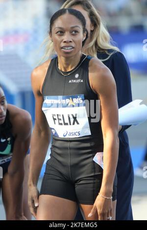 ©Laurent Lairys/MAXPPP - Allyson Felix des Etats-Unis lors de l'IAAF Wanda Diamond League, rencontre de Paris Athlétisme sur 28 août 2021 au stade de Charlety à Paris, France - photo Laurent Lairys Banque D'Images