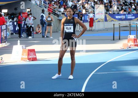 ©Laurent Lairys/MAXPPP - Allyson Felix des Etats-Unis lors de l'IAAF Wanda Diamond League, rencontre de Paris Athlétisme sur 28 août 2021 au stade de Charlety à Paris, France - photo Laurent Lairys Banque D'Images