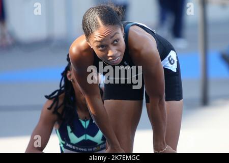 ©Laurent Lairys/MAXPPP - Allyson Felix des Etats-Unis lors de l'IAAF Wanda Diamond League, rencontre de Paris Athlétisme sur 28 août 2021 au stade de Charlety à Paris, France - photo Laurent Lairys Banque D'Images