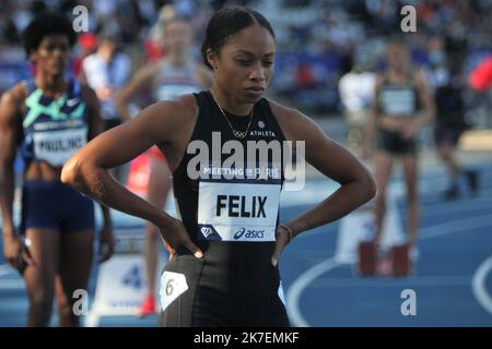 ©Laurent Lairys/MAXPPP - Allyson Felix des Etats-Unis lors de l'IAAF Wanda Diamond League, rencontre de Paris Athlétisme sur 28 août 2021 au stade de Charlety à Paris, France - photo Laurent Lairys Banque D'Images