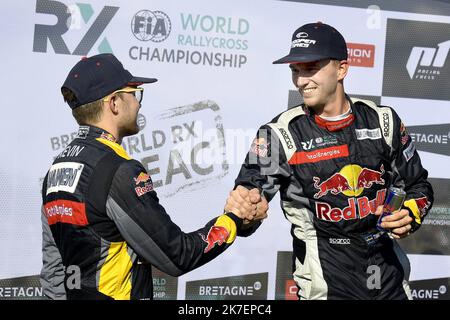 ©PHOTOPQR/OUEST FRANCE/Marc OLLIVIER ; Lohéac ; 05/09/2021 ; les frères Kevin et Timmy Hansen (SWE) remportent le jour du jour du monde de la FIA World RX 2021 à Lohéac (35) en Bretagne (France). - Championnat du monde de la FIA 2021 à Lohéac (35) en Bretagne. Banque D'Images