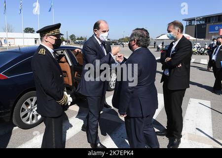 ©PHOTOPQR/LE PROGRES/Joël PHILIPPON - Chassieu 06/09/2021 - Jean Castex au salon Global Industrie 2021. 6 septembre 2021 -Jean Castex au salon Global Industrie 2021 en présence de Olivier Ginon PDG de GL Events, Bruno Bernard pdt Métropole, Laurent Wauquiez pdt région Auvergne Rhone-Alpes et Agnès Pannier-Runacher, sectaire d'État auprès du ministre de l'économie et des Finances - 09/06/2021. Premier ministre français Jean Castex. Banque D'Images