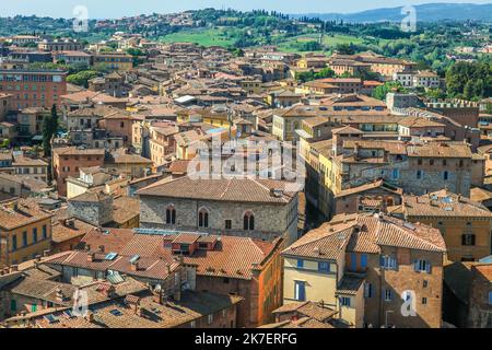 Sienne médiévale ols ville paysage urbain d'en haut, Toscane, Italie Banque D'Images