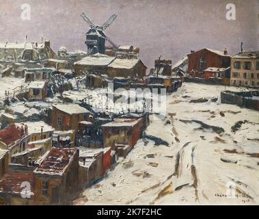 ©Active Museu/MAXPPP - ActiveMuseum 0000036.jpg / Montmartre, effilé de neige en 1903 - Georges Chenard-Huche - / Georges Chenard-Huche / Musée actif de la peinture / le Pictorium horizontal, Maquis, neige, Village, Moulin, hiver, Europe, France, Ile-de-France (région), arrondissement, Paris, Paris 18th quartier (18th Huche de Paris, peinture occidentale, Georges Chenard, Montmartre, Paris Banque D'Images