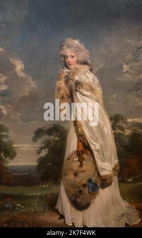 ©Active Museu/MAXPPP - ActiveMuseum 0000524.jpg / Elizabeth Farren, comtesse de Derby - Sir Thomas Lawrence - / Sir Thomas Lawrence / Musée actif de la peinture / le Pictorium ciel nuageux, robe, tissu, fourrure, paysage, nature, Portrait, route, arbre vertical, femme, Elizabeth Farren, Sir Thomas Lawrence, peinture , Banque D'Images