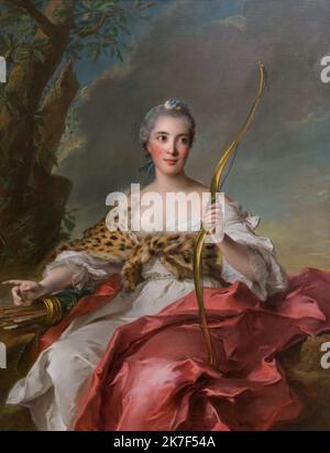 ©Active Museu/MAXPPP - ActiveMuseum 0000693.jpg / Madame de Maison-Rouge en Diane, 1756, Jean Marc Nattier 1756 - / Jean Marc Nattier / Musée actif de la peinture / le Pictorium Arrow ,Bow (chasse) ,Robe ,fourrure ,Déesse ,Maison ,mythologie ,Portrait ,Rouge ,Rococo style ,vertical ,femme ,18th Century peinture ,Jean Marc Nattier , peinture Banque D'Images