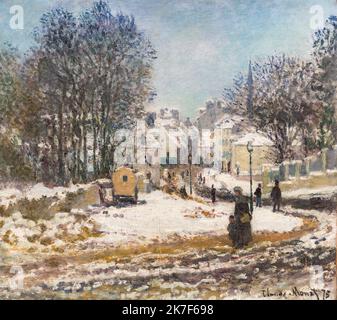 ©Active Museu/MAXPPP - ActiveMuseum 0001368.jpg / l'entrée de la Grande rue a Argenteuil, l'hiver, 1875 - Claude Monet 1875 - / Claude Monet / Musée actif de la peinture / le Pictorium ciel bleu, ville, Clay Road, entrée, horizontale, Maison, Impressionnisme, neige, rue, Streetlight, arbre, site urbain, hiver, Argenteuil, Europe, France, Ile-de-France (région), Val-d'Oise, Europe occidentale, 19th siècle, Claude, peinture, Monet Banque D'Images