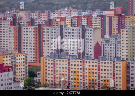 Des blocs d'appartements de l'ère soviétique communiste à Bratislava, en République slovaque Banque D'Images