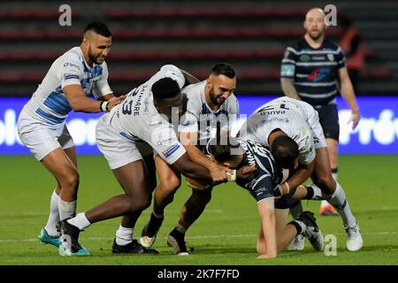 ©PHOTOPQR/LA DEPECHE DU MIDI/VALENTINE CHAPUIS ; TOULOUSE ; 10/10/2021 ; RUGBY XIII SAISON 2021 2022 / FINALE DE CHAMPIONNAT / LE TOULOUSE OLYMPIQUE À XIII ( MAILLOT BLANC ) A RECU FEATHERSTONE ROVERS STADE ERNEST WALLON / VICTOIRE AU XIII OCT 10TH 2021 XIII FINALE DU CHAMPIONNAT DE RUGBY : Toulouse vs Featherstone Rovers Banque D'Images