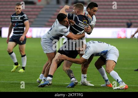 ©PHOTOPQR/LA DEPECHE DU MIDI/VALENTINE CHAPUIS ; TOULOUSE ; 10/10/2021 ; RUGBY XIII SAISON 2021 2022 / FINALE DE CHAMPIONNAT / LE TOULOUSE OLYMPIQUE À XIII ( MAILLOT BLANC ) A RECU FEATHERSTONE ROVERS STADE ERNEST WALLON / VICTOIRE AU XIII OCT 10TH 2021 XIII FINALE DU CHAMPIONNAT DE RUGBY : Toulouse vs Featherstone Rovers Banque D'Images