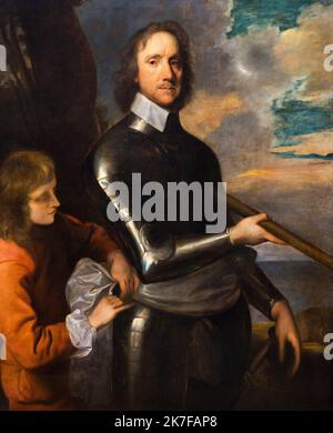 ©Active Museu/MAXPPP - ActiveMuseum 0003741.jpg / Oliver Cromwell, 1658 - Robert Walker Huile sur toile 1658 - / Robert Walker / Musée actif de la peinture / le Pictorium 2 personnes, Armure, Armée, austère, ceinture, armure noire, Bourgeois, cheveux bruns, nuage, collier, commandant, œil foncé, dictateur, anglais, gentleman Gray, Irlande, paysage, Seigneur, Seigneur du Commonwealth d'Angleterre, noblesse militaire, homme , De naissance noble, robe officielle, extérieur, politique, Portrait, profil, Protestant, Puritanisme, ruban, Écosse, Soldier, bâton, raide, vertical, blanc, Oliver Cromwell, 17th siècle, Robert Wal Banque D'Images