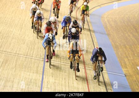 ©PHOTOPQR/LE COURRIER PICARD/HASLIN ; Roubaix ; 20/10/2021 ; 20/10/21 Championnats du monde cycliste sur piste vélodrome Jean Stablinski de Roubaix course scratch femla francaise victoire Berteau 6ème photo Fred HASLIN Championnats du monde à Jean-Stablinski velodrome à 20 octobre 2021, Nord de la France. Banque D'Images