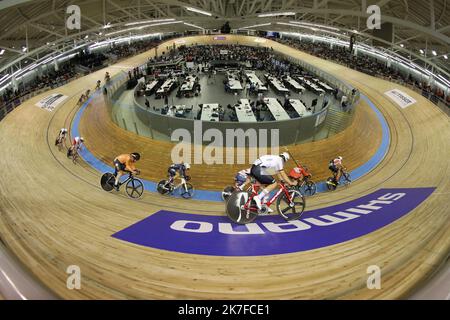 ©PHOTOPQR/LE COURRIER PICARD/HASLIN ; Roubaix ; 21/10/2021 ; 21/10/21 Championnats du monde cycliste sur piste vélodrome Jean Stablinski de Roubaix finale du Scratch hommes photo Fred HASLIN - CHAMPIONNAT DU MONDE DE CYCLISME SUR PISTE ROUBAIX Banque D'Images