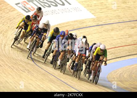 ©PHOTOPQR/LE COURRIER PICARD/HASLIN ; Roubaix ; 21/10/2021 ; 21/10/21 Championnats du monde cycliste sur piste vélodrome Jean Stablinski de Roubaix finale de la course par élimination féministes photo Fred HASLIN - Championnats du monde de piste 2021 de l'UCI Banque D'Images