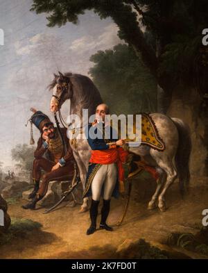 ©Active Museu/MAXPPP - ActiveMuseum 0006438.jpg / Joseph Servan (1741-1808), don de M. Paul Marmottan, 1925 / Louis Lafitte / peinture Active Museum / le Pictorium Bald ,Boot ,officier général ,main sur le visage ,hommes ,assis ,ciel ,homme debout arbre ,vertical ,Joseph ,Servan ,18th Century ,Louis Lafitte , peinture Banque D'Images