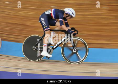 ©PHOTOPQR/LE COURRIER PICARD/HASLIN ; Roubaix ; 24/10/2021 ; 24/10/21 Championnats du monde cycliste sur piste Vélodrome Jean Stablinski de Roubaix course aux points dames, la francaise Marion BORAS photo Fred HASLIN PISTE CYCLISME CHAMPIONNAT DU MONDE ROUBAIX Banque D'Images