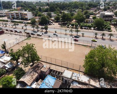 ©Nicolas Remene / le Pictorium/MAXPPP - vue eyrienne de l'urbanisation d'un quartier de Bamako au Mali le 3 novembre 2021. Banque D'Images