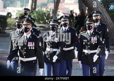 ©PHOTOPQR/NICE MATIN/CYRIL DODERGNY ; Monaco ; 19/11/2021 ; Monaco le 19/11/2021 - Fête nationale Monégasque - Défilé sous les yeux de S.A.S le Prince Albert II et de l'ensemble de la famille principale. Monaco, 19th 2021 novembre Journée nationale monégasque - Parade sous devant le palais princier pour toute la famille princière. Banque D'Images