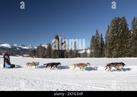 ©PHOTOPQR/LE DAUPHINE/Grégory YETCHMENIZA ; Megève ; 12/01/2022 ; Grégory YETCHMENIZA / LE DAUPHINE LIBERE / Photoqr MEGÈVE (HAUTE-SAVOIE) LE 12 JANVIER 2022 LA GRANDE ODYSSEE MONT BLANC Etape 4 MEGÈVE Côte 2000 68 10, 600 400km stations de FLEURS ET 20. Banque D'Images