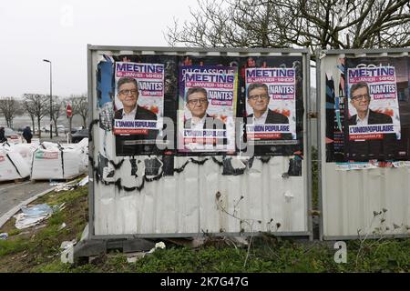 ©PHOTOPQR/LE PARISIEN/olivier corsan ; Nantes ; 16/01/2022 ; Nantes, 44, France, le 16 janvier 2022. Jean-Luc Mélenchon, candidat de la France inssumise à l'élection présidentielle a tenu une réunion immersif à Nantes retransmis sur les réseaux sociaux avec une caméra à 360° à Nantes. MAG2022 - Nantes, France, jan 16th 2022 Jean-Luc Mélenchon, candidat de France Insoumise à l'élection présidentielle, a tenu une réunion immersive à Nantes diffusée sur les réseaux sociaux avec une caméra à 360° à Nantes. Banque D'Images