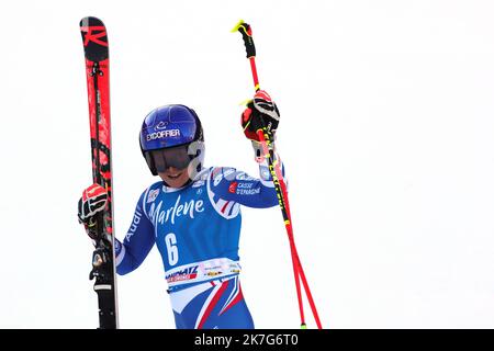 ©Pierre Teyssot/MAXPPP ; Audi FIS ski coupe du monde femmes Slalom géant à Kronplatz, Italie sur 25 janvier 2022. Dernières dames ski alpin Dames GS avant les Jeux Olympiques d'hiver de 2022 à Beijing. Tessa Worley (FRA). Â© Pierre Teyssot / Maxppp Banque D'Images