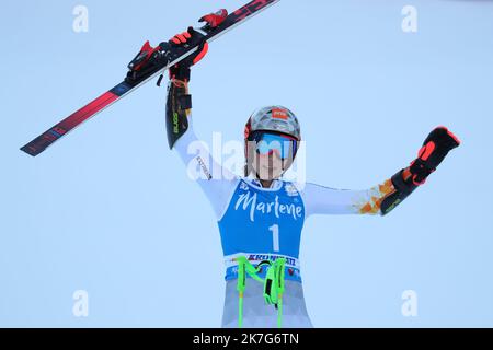 ©Pierre Teyssot/MAXPPP ; Audi FIS ski coupe du monde femmes Slalom géant à Kronplatz, Italie sur 25 janvier 2022. Dernières dames ski alpin Dames GS avant les Jeux Olympiques d'hiver de 2022 à Beijing. Petra Vlhova (SVK). Â© Pierre Teyssot / Maxppp Banque D'Images