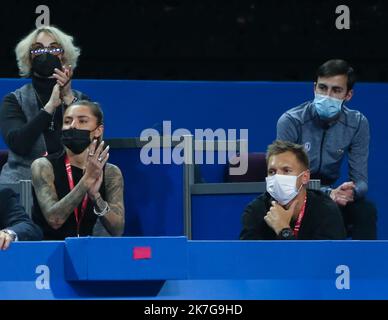 ©Laurent Lairys/MAXPPP - Sophia Thomalla Compagnon Alexander Zverev de Suède pendant l'Open Sud de France 2022, tournoi de tennis ATP 250 sur 04 février , 2022 à l'Arena Sud de France à Montpellier, France - photo Laurent Lairys / Banque D'Images