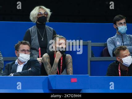 ©Laurent Lairys/MAXPPP - Sophia Thomalla Compagnon Alexander Zverev de Suède pendant l'Open Sud de France 2022, tournoi de tennis ATP 250 sur 04 février , 2022 à l'Arena Sud de France à Montpellier, France - photo Laurent Lairys / Banque D'Images