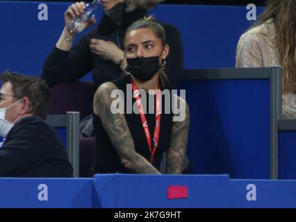 ©Laurent Lairys/MAXPPP - Sophia Thomalla Compagnon Alexander Zverev de Suède pendant l'Open Sud de France 2022, tournoi de tennis ATP 250 sur 04 février , 2022 à l'Arena Sud de France à Montpellier, France - photo Laurent Lairys / Banque D'Images