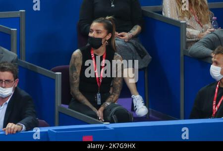 ©Laurent Lairys/MAXPPP - Sophia Thomalla Compagnon Alexander Zverev de Suède pendant l'Open Sud de France 2022, tournoi de tennis ATP 250 sur 04 février , 2022 à l'Arena Sud de France à Montpellier, France - photo Laurent Lairys / Banque D'Images