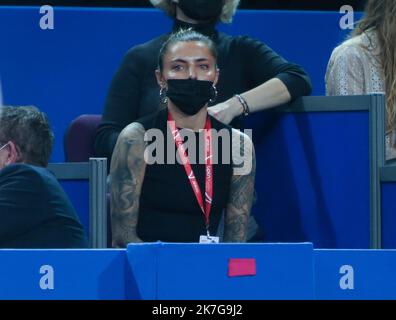 ©Laurent Lairys/MAXPPP - Sophia Thomalla Compagnon Alexander Zverev de Suède pendant l'Open Sud de France 2022, tournoi de tennis ATP 250 sur 04 février , 2022 à l'Arena Sud de France à Montpellier, France - photo Laurent Lairys / Banque D'Images