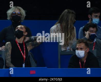 ©Laurent Lairys/MAXPPP - Sophia Thomalla Compagnon Alexander Zverev de Suède pendant l'Open Sud de France 2022, tournoi de tennis ATP 250 sur 04 février , 2022 à l'Arena Sud de France à Montpellier, France - photo Laurent Lairys / Banque D'Images