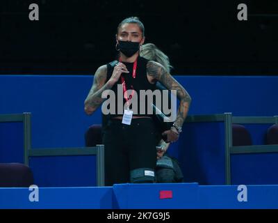 ©Laurent Lairys/MAXPPP - Sophia Thomalla Compagnon Alexander Zverev de Suède pendant l'Open Sud de France 2022, tournoi de tennis ATP 250 sur 04 février , 2022 à l'Arena Sud de France à Montpellier, France - photo Laurent Lairys / Banque D'Images