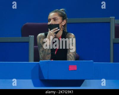 ©Laurent Lairys/MAXPPP - Sophia Thomalla Compagnon Alexander Zverev de Suède pendant l'Open Sud de France 2022, tournoi de tennis ATP 250 sur 04 février , 2022 à l'Arena Sud de France à Montpellier, France - photo Laurent Lairys / Banque D'Images