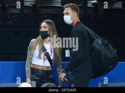 ©Laurent Lairys/MAXPPP - Sophia Thomalla, petite amie d'Alexandre Zverev d'Allemagne pendant l'Open Sud 2022, tournoi de tennis ATP 250 sur 05 février , 2022 au Sud de France Arena à Montpellier, France - photo Laurent Lairys / Banque D'Images