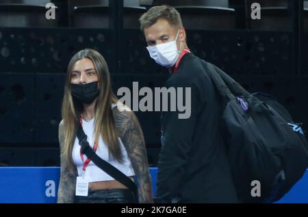 ©Laurent Lairys/MAXPPP - Sophia Thomalla, petite amie d'Alexandre Zverev d'Allemagne pendant l'Open Sud 2022, tournoi de tennis ATP 250 sur 05 février , 2022 au Sud de France Arena à Montpellier, France - photo Laurent Lairys / Banque D'Images