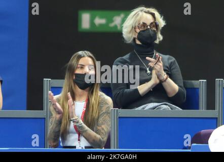 ©Laurent Lairys/MAXPPP - Sophia Thomalla, petite amie d'Alexandre Zverev d'Allemagne pendant l'Open Sud 2022, tournoi de tennis ATP 250 sur 05 février , 2022 au Sud de France Arena à Montpellier, France - photo Laurent Lairys / Banque D'Images