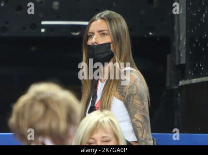 ©Laurent Lairys/MAXPPP - Sophia Thomalla, petite amie d'Alexandre Zverev d'Allemagne pendant l'Open Sud 2022, tournoi de tennis ATP 250 sur 05 février , 2022 au Sud de France Arena à Montpellier, France - photo Laurent Lairys / Banque D'Images