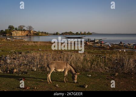 ©Nicolas Remene / le Pictorium/MAXPPP - Selingue 31/01/2022 Nicolas Remene / le Pictorium - 31/1/2022 - Mali / Sikasso / Selingue - vue sur le lac de Selingue dans la région de Sikasso au Mali, le 31 janvier 2022. / 31/1/2022 - Mali / Sikasso / Selingue - vue sur le lac Selingue dans la région de Sikasso au Mali, 31 janvier 2022. Banque D'Images