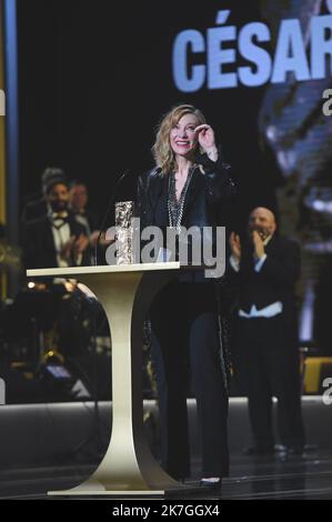 ©franck castel/MAXPPP - 24/02/2022 Cate Blanchett, Cesar film Awards 2022 à l'Olympia à Paris. La cérémonie de remise des prix du film de César 47th à l'Olympia on 25 février 2022 à Paris, France. Banque D'Images