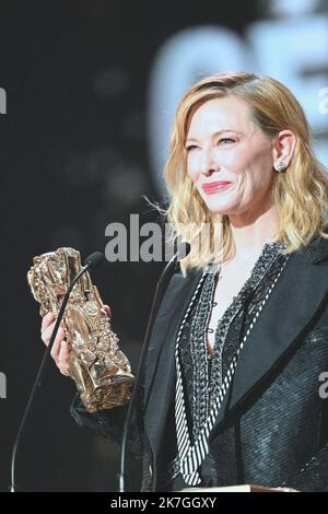 ©franck castel/MAXPPP - 24/02/2022 Cate Blanchett, Cesar film Awards 2022 à l'Olympia à Paris. La cérémonie de remise des prix du film de César 47th à l'Olympia on 25 février 2022 à Paris, France. Banque D'Images